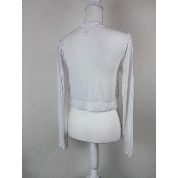 IVL Collective women's 6 white long sleeve cropped knotted front athletic top - Picture 6 of 7